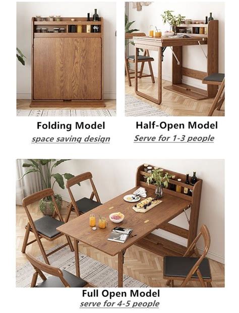 Solid Wood Folding Multifunctional Dining Table For Small Apartments