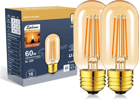 Sphoon Amber Light Bulb Dimmable Tubular Led Bulb T Edison Led Bulbs