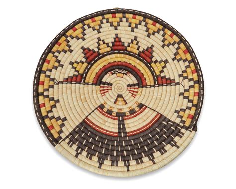 Lot - A polychrome Hopi Pueblo pictorial basketry plaque