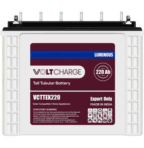 Luminous Voltcharge Ah V Tall Tubular Battery For Inverter Powerbackup