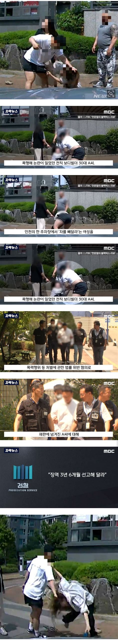 차 빼달라는 여성 무차별 폭행 보디빌더檢 징역 3년6개월 구형 오픈이슈갤러리 인벤