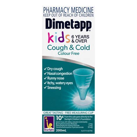 dimetapp kids  years cough cold colour  ml healthylife