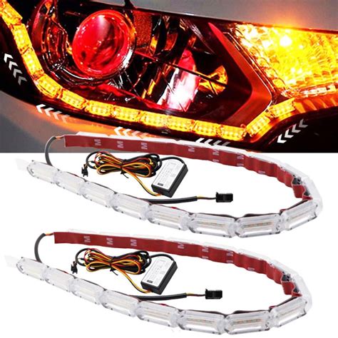 X Sequential Led Strip Turn Signal Indicator Car Drl Daytime Running