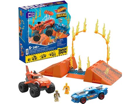 Acheter Mega Hot Wheels Monster Trucks Tiger Shark Teeth Track Mattel HKF88 Juguetilandia