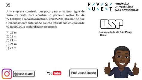 Uma Empresa Construiu Um Poço Para Armazenar Água De Reuso - FUVEST 2022 - Questão 35 - Uma empresa construiu um poço para armazenar ...