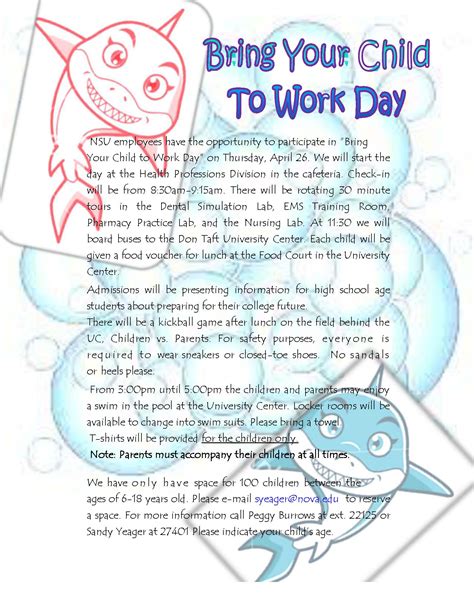 Take Your Child To Work Day Printables