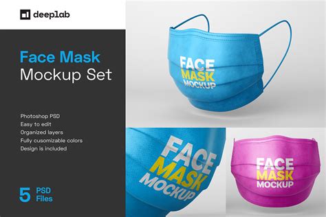 Free Face Mask Mockup Set Respirator Behance