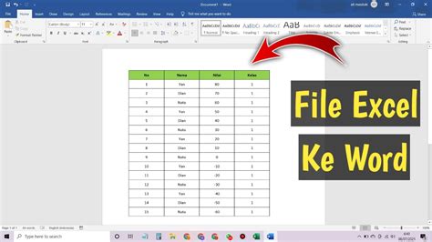 2 Cara Memindahkan Data Atau Tabel Excel Ke Word YouTube