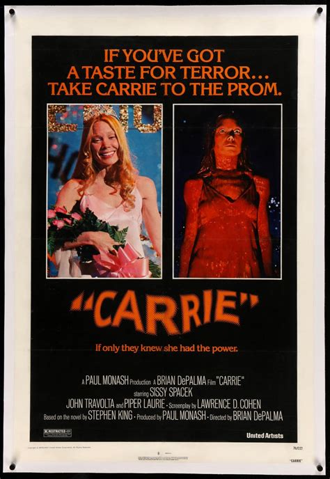 Carrie 1976 Original One Sheet Movie Poster Original Film Art