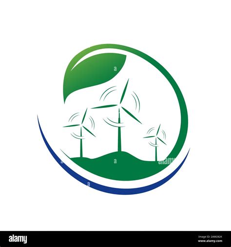 Green Energy Logo Vector Design With Renewable Icon Template Stock