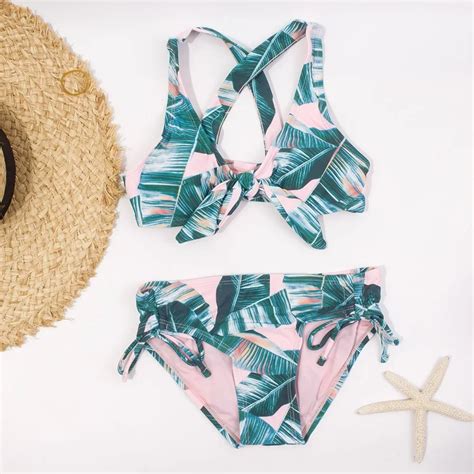 Maillot De Bain Deux Pi Ces Pour Fille De 7 14 Ans Tropical Dos Crois