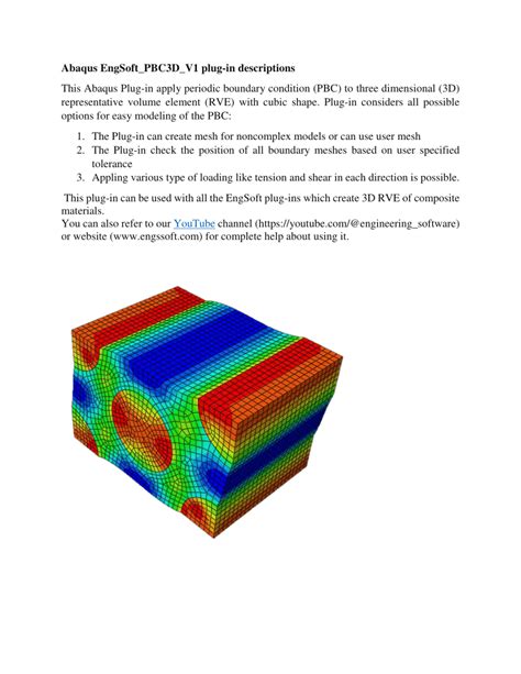 PDF Abaqus EngSoft PBC3D V1 Plug In For PBC Periodic Boundary Condition