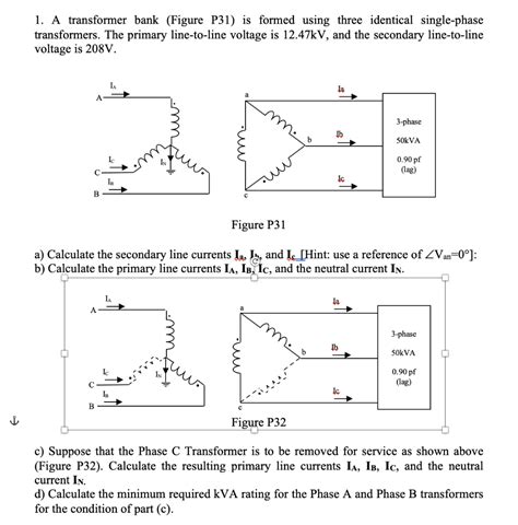 Solved 1 A Transformer Bank Figure P31 Is Formed Using