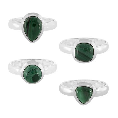 Bague En Argent Et Malachite Ty Juwelo Bijouterie