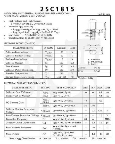 C1815 Npn Transistor Pinout Equivalents And Uses 58 Off