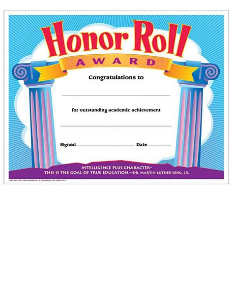 Free Printable Honor Roll Certificate Templates Word Excel Pdf Sample