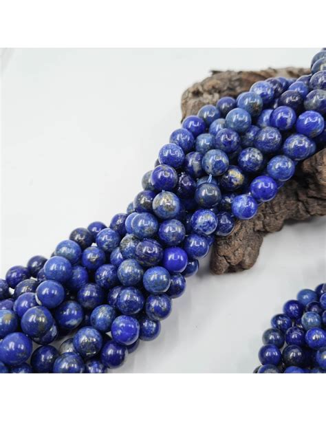 Lapis Lazuli Avec Calcite Fil De Perles Rondes En Pierre Naturelle