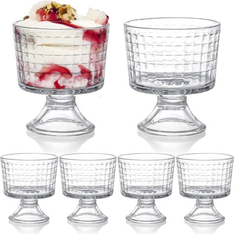 Uxpeyic 6 Pack Glass Dessert Bowls 10 Oz Footed Trifle Bowls Crystal Dessert Cups