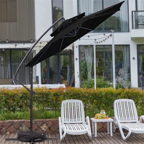 Voua 10ft 2 Tier Patio Offset Umbrella With Sandbag Cantilever Outdoor Hanging Umbrella Large 8