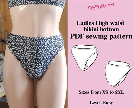 Diy High Waist Bikini Bottom Sewing Pattern Pdf Retro Etsy