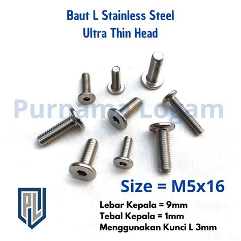 Jual Baut L Ultra Thin M X Baut Panjang Cm Stainless