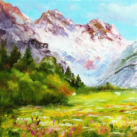 Горный пейзаж Картина Горы Пейзаж Горы Летний пейзаж Картина маслом на ...