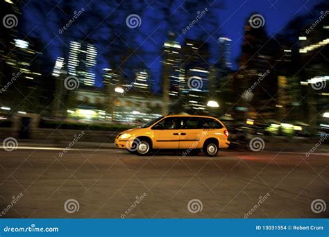 Taxi at Night, Blurred with Motion Stock Photo - Image of yellow ...