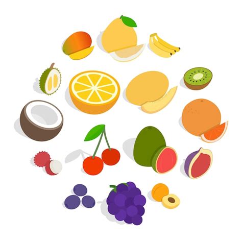 Premium Vector Fruit Icons Set Isometric D Style