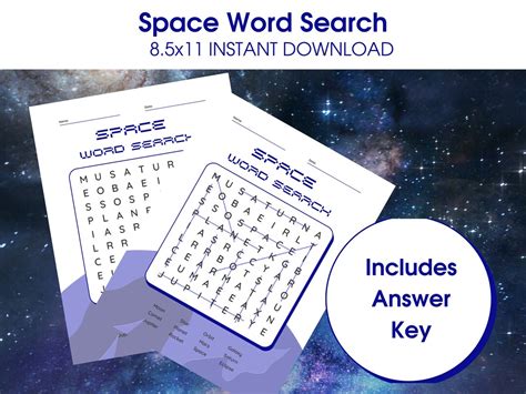 Space Word Search Outer Space Wordsearch Printable Kids - Etsy