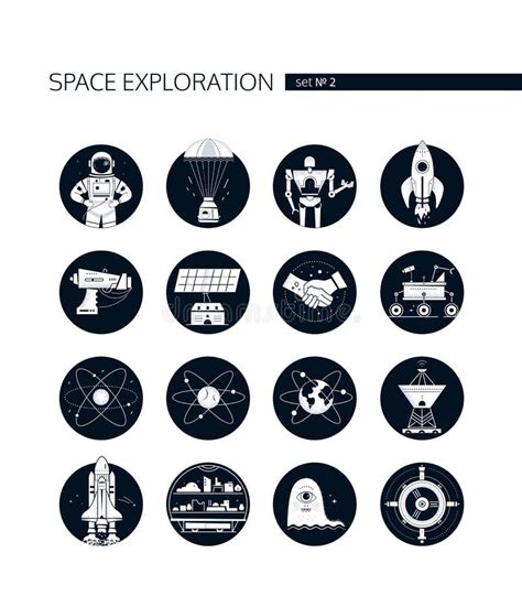 Space Exploration Modern Vector Set Of Icons Stock Vector