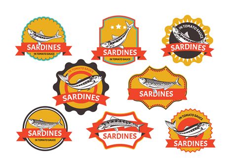 Set Of Sardines Label 144481 Vector Art At Vecteezy