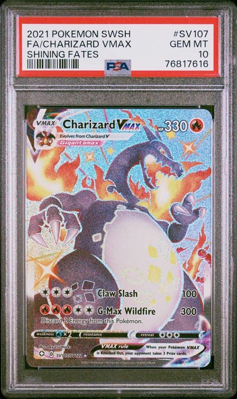 Mavin Psa 10 Charizard Vmax Full Art Shiny Shining Fates Sv107 Pokémon