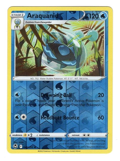 Pokemon TCG Araquanid SWSH Silver Tempest 048 195 Reverse Holo Uncommon