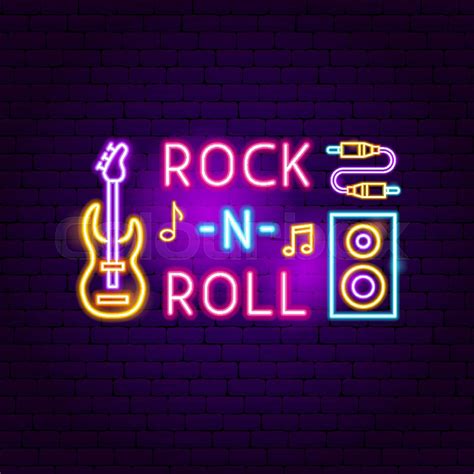 Rock N Roll Neon Sign Stock Vector Colourbox