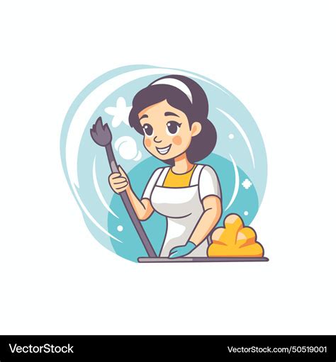 Cleaning lady character service Royalty Free Vector Image