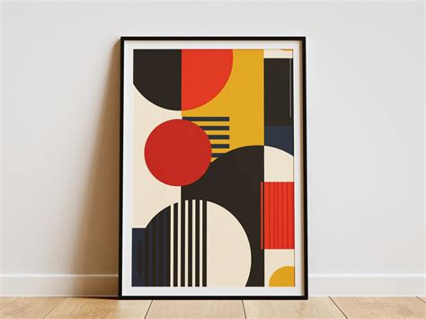 minimalist geometric abstract wall art print mid century modern art
