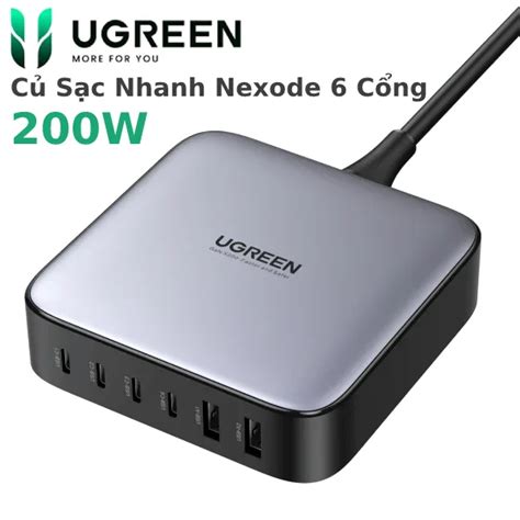 Củ Sạc Nhanh Nexode 200W GaN 6 Cổng 4 USB C 2 USB A Ugreen