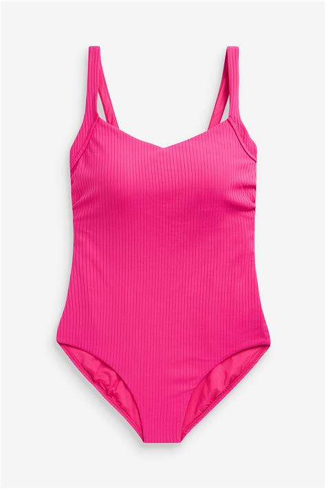 Buy Pink Savannah Miller X Next Tummy Control Rib Swimsuit From Next