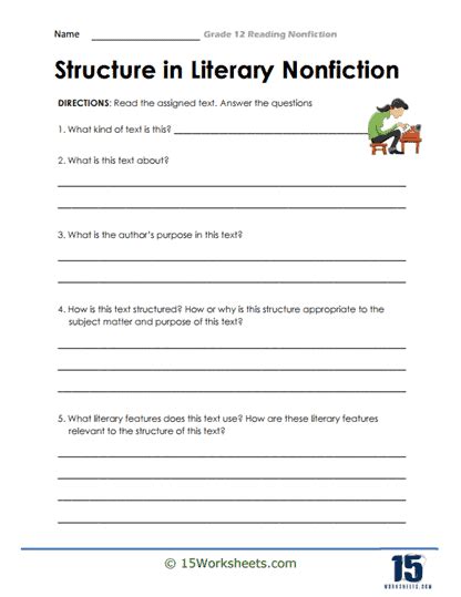 Reading Nonfiction Comprehension Grade 12 Worksheets