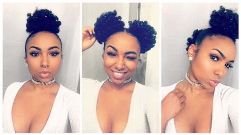 Two Puffs Two Ways Natural Hair Tutorial With Weave Youtube