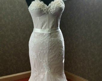 Nude And Ivory Lace Mermaid Wedding Dress Sexy Wedding Gown Etsy
