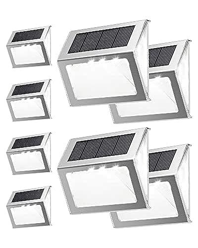 JACKYLED 7 LED Solar Step Lights Outdoor 3 Side Lenses Solar Deck