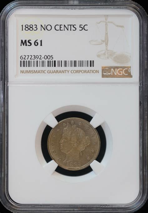 1883 No Cents Liberty V Nickel Ngc Ms 61 Uncirculated 5c Ebay