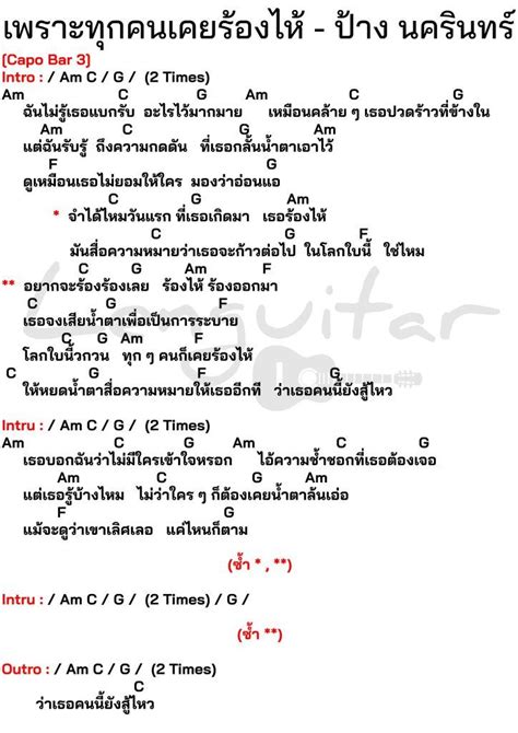 คอร์ดเพลง เพราะทุกคนเคยร้องไห้ ป้าง นครินทร์ [คอร์ดง่ายๆ] Lenguitar เล่นกีต้าร์ คอร์ดอู