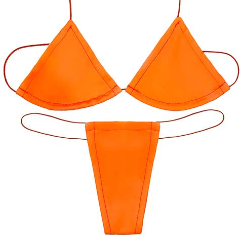 Stripper Exotic Dancer Cam Girl Microkini Neon Orange Angel Candy