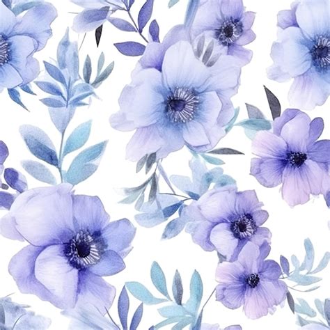 Premium Ai Image A Seamless Pattern With Blue Flowers