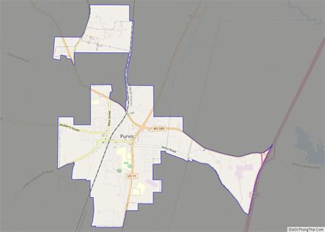 Map of Purvis city