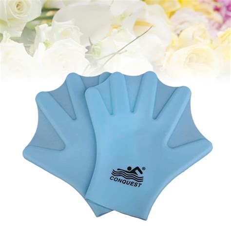 1 Pair Silicone Swimming Gloves Webbed Aquatic Fit Traning Gloves