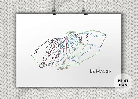 Le Massif Ski Trail Printable Map Artwork Etsy