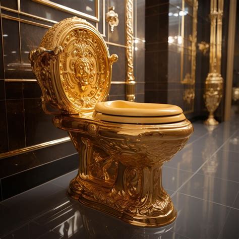 Premium AI Image | a gold toilet with a gold lid that says " the toilet